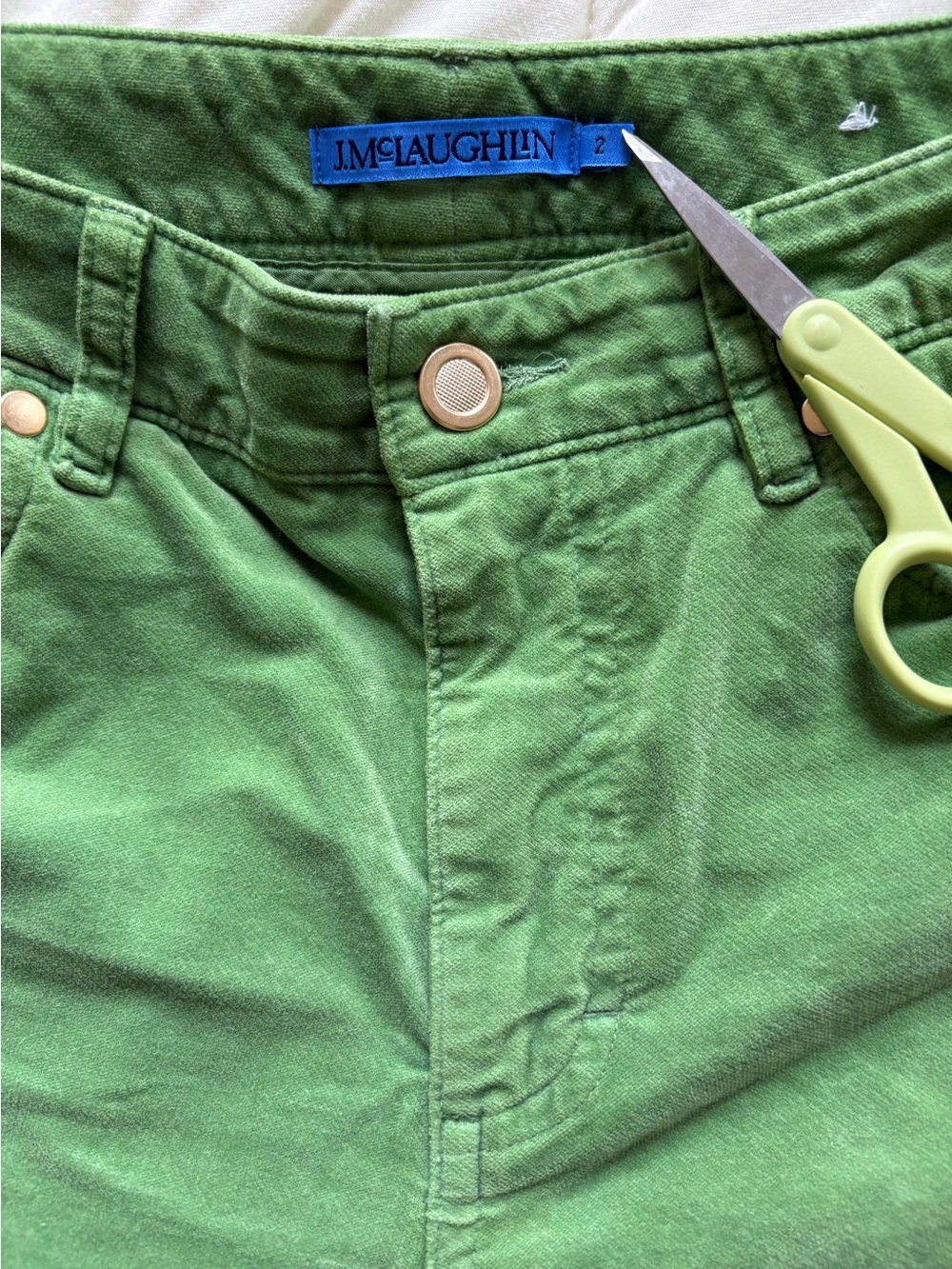 J. McLaughlin Velvet Pants, Light Green - Picture 3 of 3